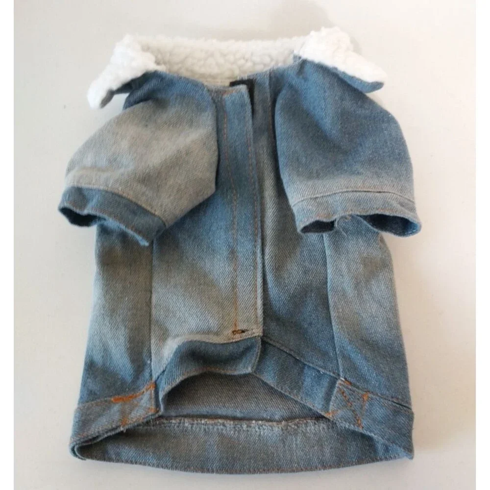 Favorite Child Washed Denim Retro Dog Pullover Jacket Size Small